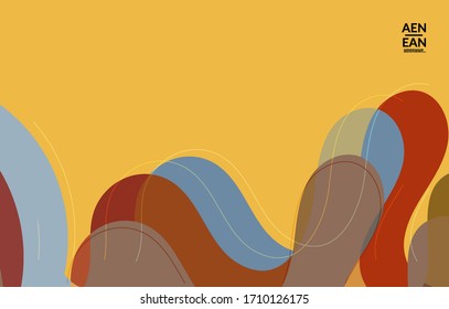 Abstract vector wallpaper, art terrazzo pattern with wavy geometric abstract shapes and lines in earthy natural organic color.Minimal modern template for wedding invitation.