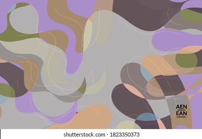 Abstract vector wallpaper, art terrazzo pattern with wavy shapes and lines in earthy natural color.Minimal modern template for fashion seasonal sale advertising  marketing technologies.