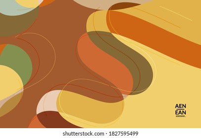 Abstract vector wallpaper, art terrazzo pattern with wavy shapes and lines in earthy natural color.Minimal modern template for fashion seasonal sale advertising  marketing technologies.