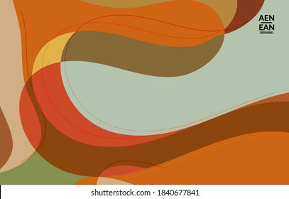 Abstract vector wallpaper, art terrazzo pattern with wavy geometric abstract shapes and lines in earthy natural organic color.Minimal modern template for wedding invitation.