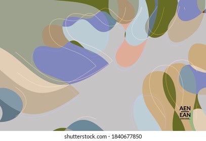 Abstract vector wallpaper, art terrazzo pattern with wavy shapes and lines in earthy natural color.Minimal modern template for fashion seasonal sale advertising  marketing technologies.