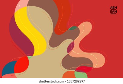 Abstract vector wallpaper, art terrazzo pattern with wavy geometric abstract shapes and lines in earthy natural organic color.Minimal modern template for wedding invitation.