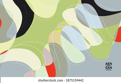 Abstract vector wallpaper, art terrazzo pattern with wavy shapes and lines in earthy natural color.Minimal modern template for fashion seasonal sale advertising  marketing technologies.