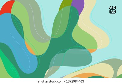 Abstract vector wallpaper, art terrazzo pattern with wavy geometric abstract shapes and lines in earthy natural organic color.Minimal modern template for wedding invitation.
