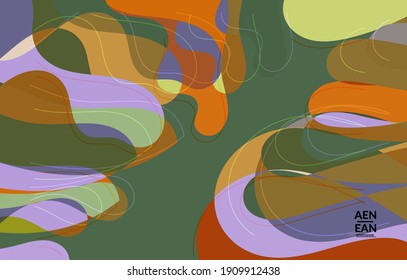 Abstract vector wallpaper, art terrazzo pattern with wavy shapes and lines in earthy natural color.Minimal modern template for fashion seasonal sale advertising  marketing technologies.