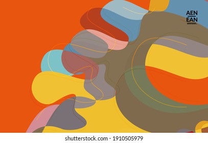 Abstract vector wallpaper, art terrazzo pattern with wavy geometric abstract shapes and lines in earthy natural organic color.Minimal modern template for wedding invitation.