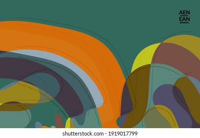 Abstrakte Vektorhintergründe, Art Terrazzo Muster mit gewellten geometrischen abstrakten Formen und Linien in erdigen natürlichen organischen Farben.Minimal moderne Vorlage für Hochzeitseinladung.