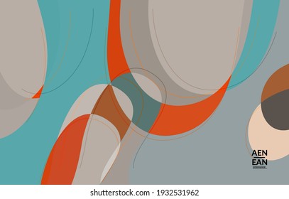 Abstract vector wallpaper, art terrazzo pattern with wavy shapes and lines in earthy natural color.Minimal modern template for fashion seasonal sale advertising  marketing technologies.