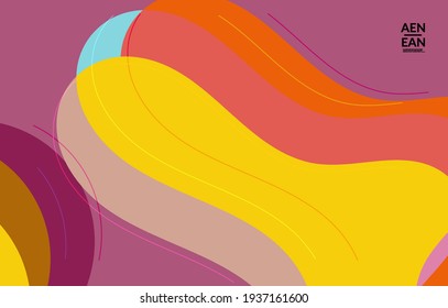 Abstract vector wallpaper, art terrazzo pattern with wavy geometric abstract shapes and lines in earthy natural organic color.Minimal modern template for wedding invitation.