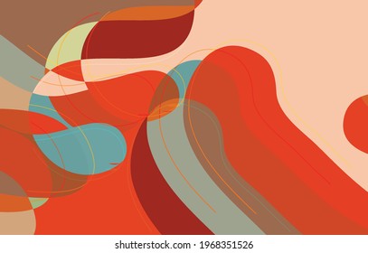 Abstract vector wallpaper, art terrazzo pattern with wavy shapes and lines in earthy natural color.Minimal modern template for fashion seasonal sale advertising  marketing technologies.