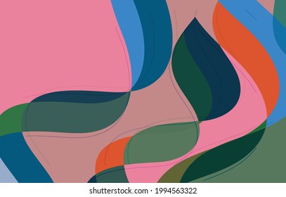 Abstract vector wallpaper, art terrazzo pattern with wavy geometric abstract shapes and lines in earthy natural organic color.Minimal modern template for wedding invitation.