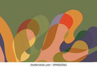 Abstract vector wallpaper, art terrazzo pattern with wavy geometric abstract shapes and lines in earthy natural organic color.Minimal modern template for wedding invitation.