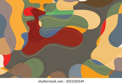 Abstract vector wallpaper, art terrazzo pattern with wavy shapes and lines in earthy natural color.Minimal modern template for fashion seasonal sale advertising  marketing technologies.