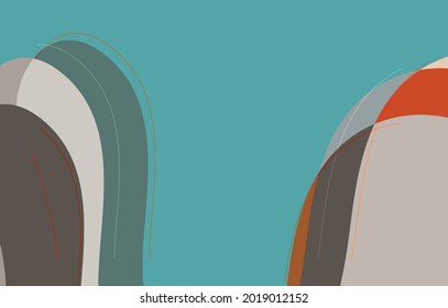Abstract vector wallpaper, art terrazzo pattern with wavy geometric abstract shapes and lines in earthy natural organic color.Minimal modern template for wedding invitation.