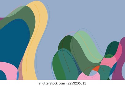 Abstract vector wallpaper, art terrazzo pattern with wavy geometric abstract shapes and lines in earthy natural organic color.Minimal modern template for wedding invitation.