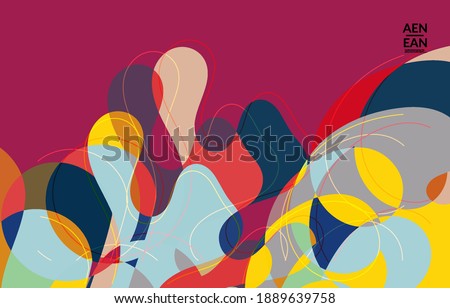 Abstract vector wallpaper, art terrazzo pattern with wavy geometric abstract shapes and lines in earthy natural organic color.Minimal modern template for wedding invitation.