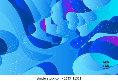 Abstract vector wallpaper cover template with bright gradient wavy organic overlapping shapes grunge textured. Fluid wavy lines art. Template for seasonal sale advertising  marketing technology.