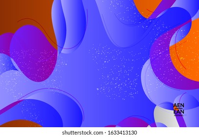 Abstract vector wallpaper cover template with bright gradient wavy organic overlapping shapes grunge textured. Fluid wavy lines art. Template for seasonal sale advertising  marketing technology.