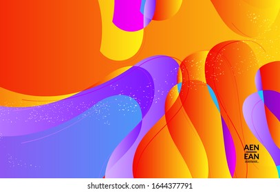 Plantilla de cubierta de papel tapiz vectorial abstracta con formas de fondo orgánico onduladas con degradado brillante que se superponen y grunge en textura. Fluid wavy lines art. Plantilla para la venta estacional de la tecnología de marketing publicitario.