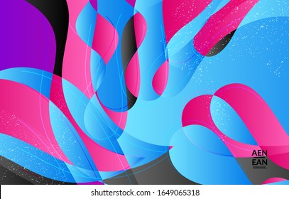 Abstract vector wallpaper cover template with bright gradient wavy organic overlapping shapes grunge textured. Fluid wavy lines art. Template for seasonal sale advertising  marketing technology.