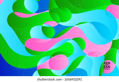 Abstract vector wallpaper cover template with bright gradient wavy organic overlapping shapes grunge textured. Fluid wavy lines art. Template for seasonal sale advertising  marketing technology.