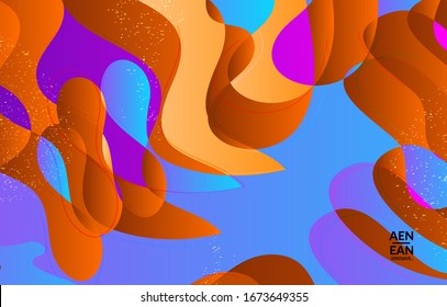 Plantilla de cubierta de papel tapiz vectorial abstracta con formas de fondo orgánico onduladas con degradado brillante que se superponen y grunge en textura. Fluid wavy lines art. Plantilla para la venta estacional de la tecnología de marketing publicitario.