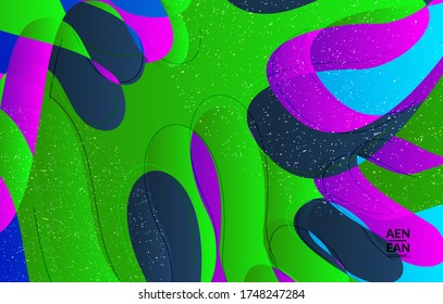 Abstract vector wallpaper cover template with bright gradient wavy organic overlapping shapes grunge textured. Fluid wavy lines art. Template for seasonal sale advertising  marketing technology.