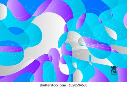 Abstract vector wallpaper cover template with bright gradient wavy organic overlapping shapes grunge textured. Fluid wavy lines art. Template for seasonal sale advertising  marketing technology.