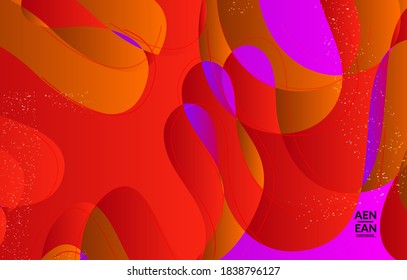 Abstract vector wallpaper cover template with bright gradient wavy organic overlapping shapes grunge textured. Fluid wavy lines art. Template for seasonal sale advertising  marketing technology.