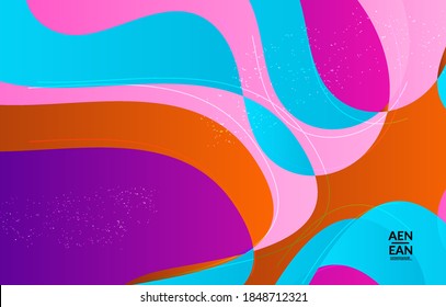 Abstract vector wallpaper cover template with bright gradient wavy organic overlapping shapes grunge textured. Fluid wavy lines art. Template for seasonal sale advertising  marketing technology.