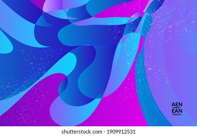 Abstract vector wallpaper cover template with bright gradient wavy organic overlapping shapes grunge textured. Fluid wavy lines art. Template for seasonal sale advertising  marketing technology.