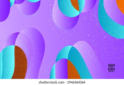 Abstract vector wallpaper cover template with bright gradient wavy organic overlapping shapes grunge textured. Fluid wavy lines art. Template for seasonal sale advertising  marketing technology.
