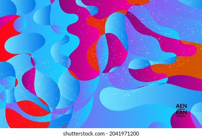 Abstract vector wallpaper cover template with bright gradient wavy organic overlapping shapes grunge textured. Fluid wavy lines art. Template for seasonal sale advertising  marketing technology.