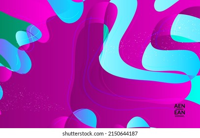Abstract vector wallpaper cover template with bright gradient wavy organic overlapping shapes grunge textured. Fluid wavy lines art. Template for seasonal sale advertising  marketing technology.