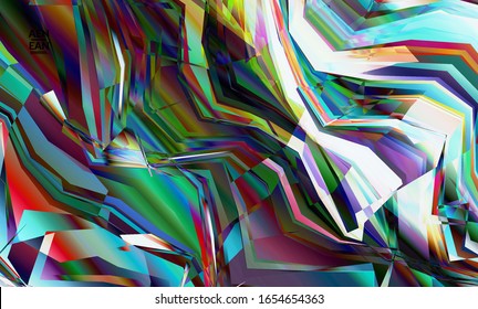 Papel tapiz vector abstracto. Patrón de color vibrante geométrico diagonal. Luz polarizada en la estructura de cristal microscópico. Plantilla de fondo artístico multicolor filtrada por ordenador dinámico.