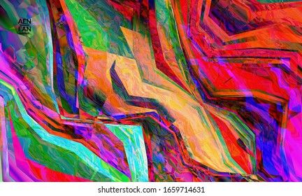 Abstract vector wallpaper. Diagonal geometric vibrant colored pattern. Polarized light in microscopic view crystal structure. Dynamic computer filtered multicolored artistic background template.