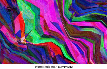 Papel tapiz vector abstracto. Patrón de color vibrante geométrico diagonal. Luz polarizada en la estructura de cristal microscópico. Plantilla de fondo artístico multicolor filtrada por ordenador dinámico.