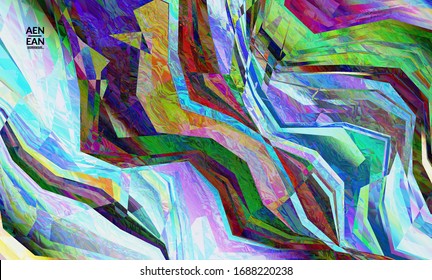 Papel tapiz vector abstracto. Patrón de color vibrante geométrico diagonal. Luz polarizada en la estructura de cristal microscópico. Plantilla de fondo artístico multicolor filtrada por ordenador dinámico.
