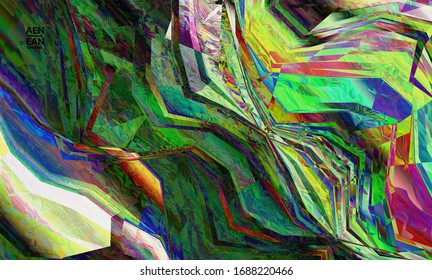 Abstract vector wallpaper. Diagonal geometric vibrant colored pattern. Polarized light in microscopic view crystal structure. Dynamic computer filtered multicolored artistic background template.