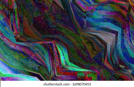 Abstract vector wallpaper. Diagonal geometric vibrant colored pattern. Polarized light in microscopic view crystal structure. Dynamic computer filtered multicolored artistic background template.