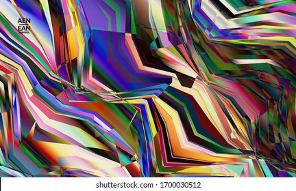  Abstrakte Vektorillustration-Tapete. Diagonales geometrisches, lebhaftes Muster. Polarisiertes Licht in mikroskopisch sichtbarer Kristallstruktur. Dynamische computergefilterte mehrfarbige künstlerische Hintergrundvorlage.