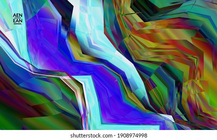 Abstract vector wallpaper. Diagonal geometric vibrant colored pattern. Polarized light in microscopic view crystal structure. Dynamic computer filtered multicolored artistic background template.