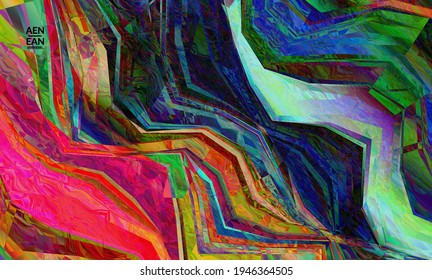 Abstract vector wallpaper. Diagonal geometric vibrant colored pattern. Polarized light in microscopic view crystal structure. Dynamic computer filtered multicolored artistic background template.