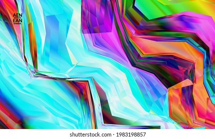 Abstrakte Vektorhintergründe. Diagonales geometrisches, lebhaftes Muster. Polarisiertes Licht in mikroskopisch sichtbarer Kristallstruktur. Dynamische computergefilterte mehrfarbige künstlerische Hintergrundvorlage.