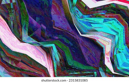 Abstract vector wallpaper. Diagonal geometric vibrant colored pattern. Polarized light in microscopic view crystal structure. Dynamic computer filtered multicolored artistic background template.