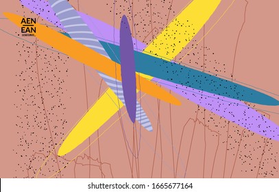 Papel tapiz vector abstracto. Líneas y formas onduladas con bandas exóticas superpuestas. El diseño contemporáneo está lleno de encanto. Obra artística de motley natural. Antecedentes dibujados a mano para el marco de la moda en los medios sociales.