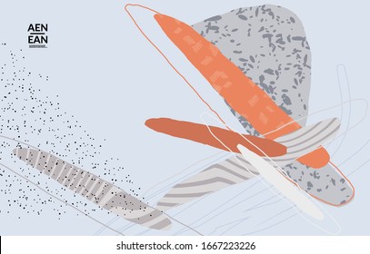 Abstract vector wallpaper. Exotic striped overlapping wavy shapes and lines. Packaging contemporary design. Natural motley artwork. Hand drawn textured background for social media fashion frame.
