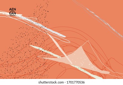 Abstract vector wallpaper. Exotic striped overlapping wavy shapes and lines. Packaging contemporary design. Natural motley artwork. Hand drawn textured background for social media fashion frame.