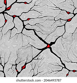 Abstract vector wallpaper. Exotic striped overlapping wavy shapes and lines.