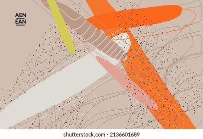 Abstract vector wallpaper. Exotic striped overlapping wavy shapes and lines. Packaging contemporary design. Natural motley artwork. Hand drawn textured background for social media fashion frame.